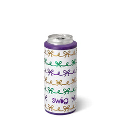 Mardi Gras Bows Skinny Can Cooler 12oz