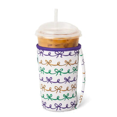 Mardi Gras Bows Medium Iced Cup Coolie