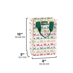 Christmas Bows Tall Reusable Gift Bag