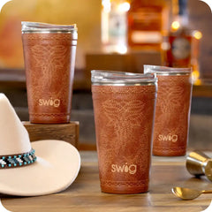 Saddle Stitch Cognac Party Cup 24oz