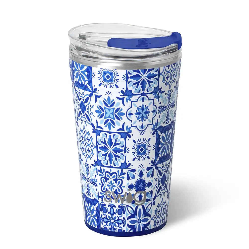 Indigo Tiles Party Cup 24oz