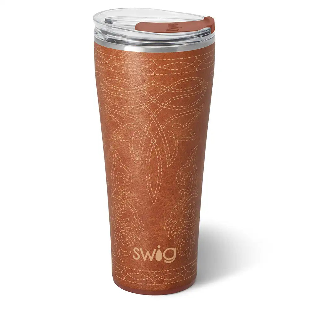Saddle Stitch Cognac Tumbler 32oz