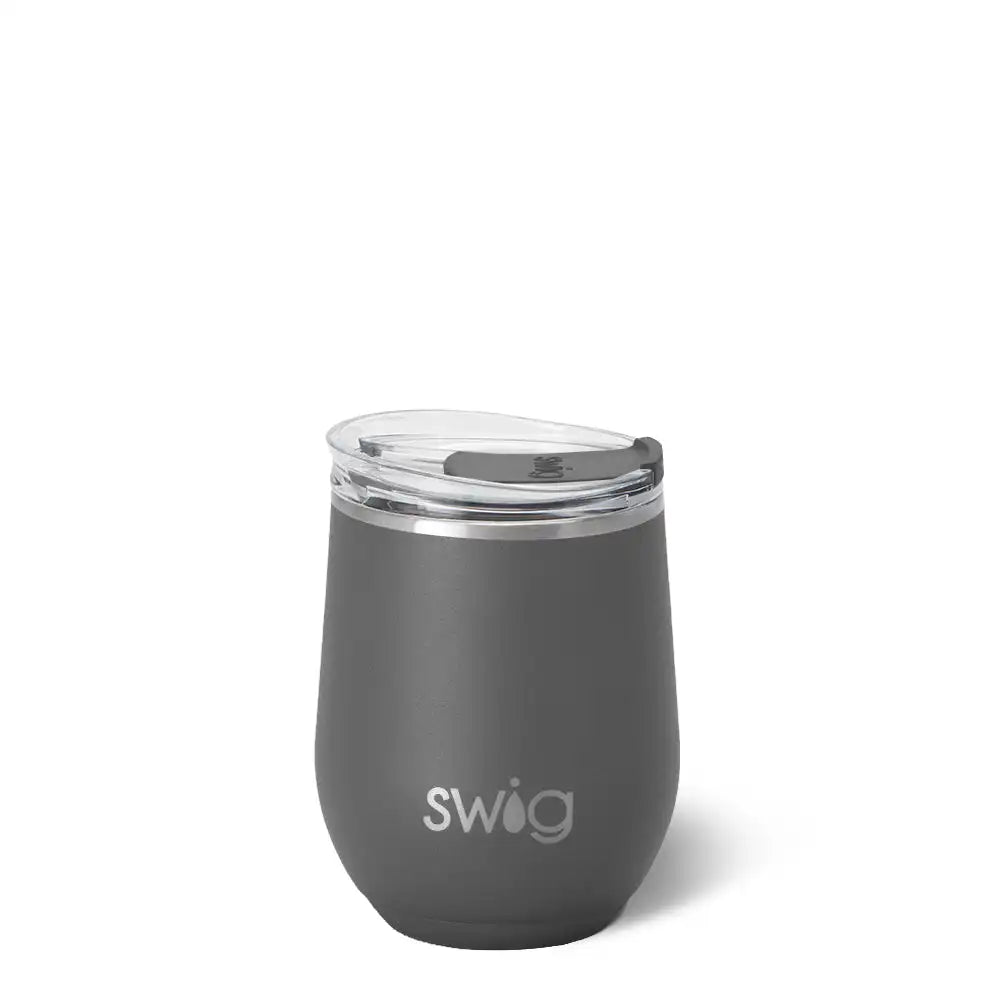 Grey Stemless Wine 12oz