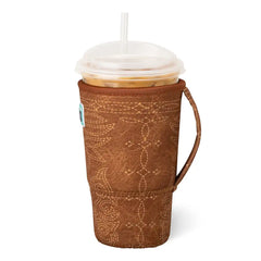 Saddle Stitch Cognac Large Iced Cup Coolie