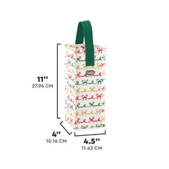 Christmas Bows Wine Reusable Gift Bag